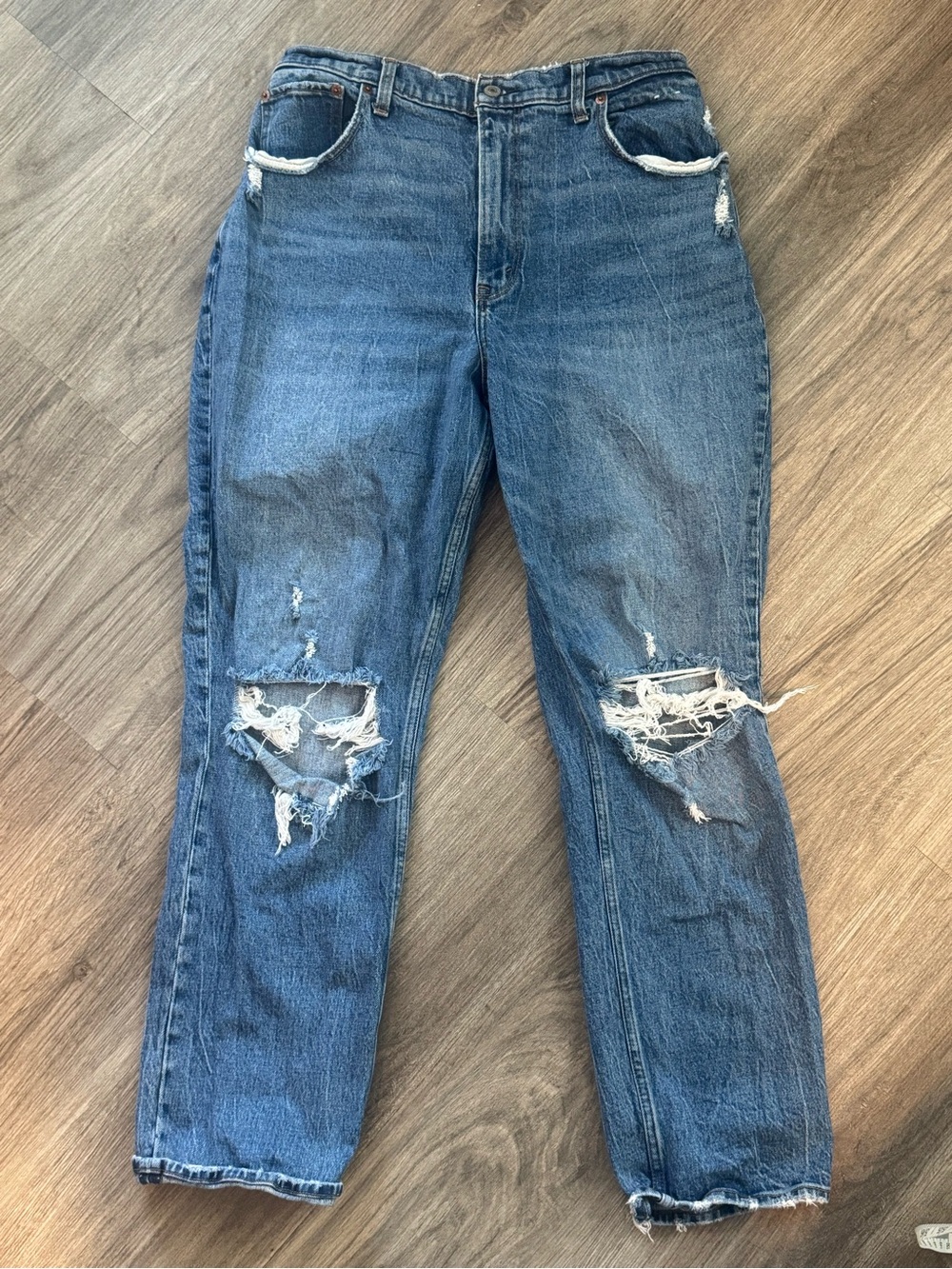 Abercrombie & Fitch Curve Love Distressed Blue Jeans